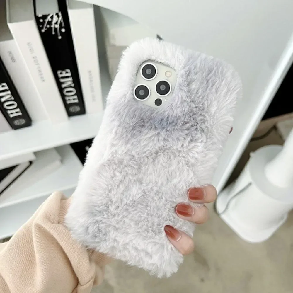 Ladies Grey Fuzzy iPhone Pro Max Phone Case